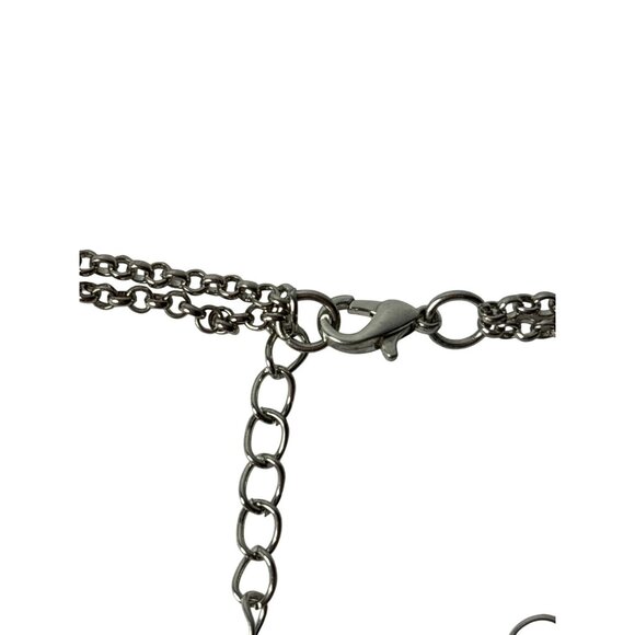 Blue Cat's Eye Heart Necklace & Earrings Set Silvertone Chain - Picture 5 of 6